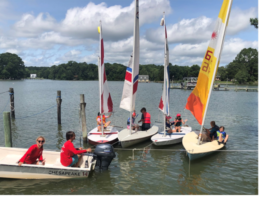 children learning how to sail a sailboat