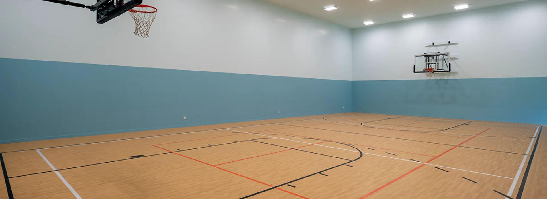 Gym with basketball hoops